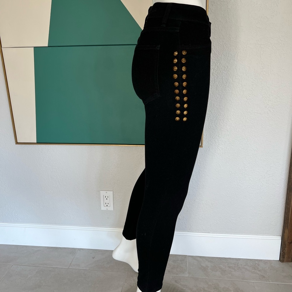Carmar Black High-Waisted Gold Studded Skinny Jeans Size 26